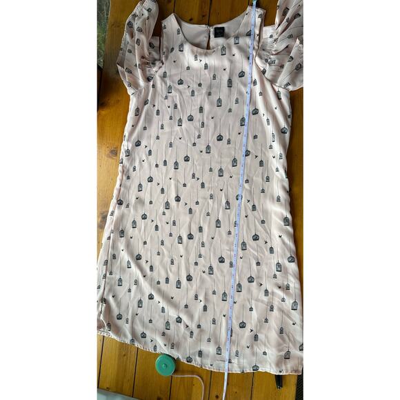 Preowned Flawed Gem  City Streets Birdcage Cold Shoulder Dress Pink Black Size 4 - Picture 5 of 9